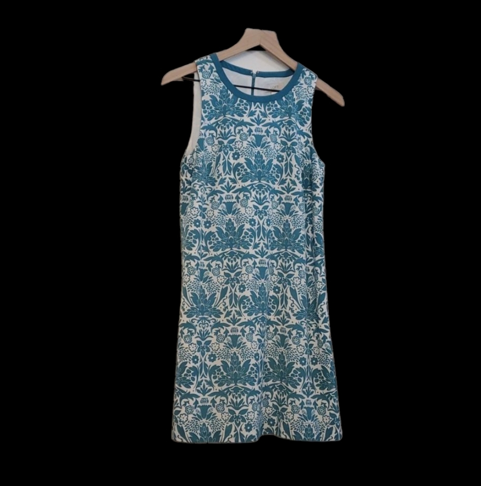 Loft Outlet Floral Turquoise Sleeveless Sheath Dress, Size Small
